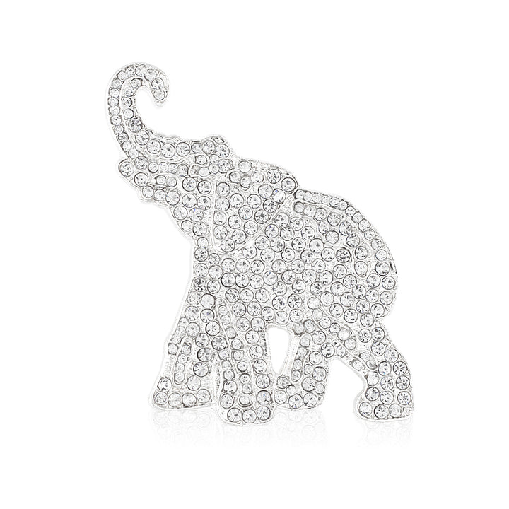 Delta Sigma Theta Inspired Rhinestone Elephant Brooch (Silver)