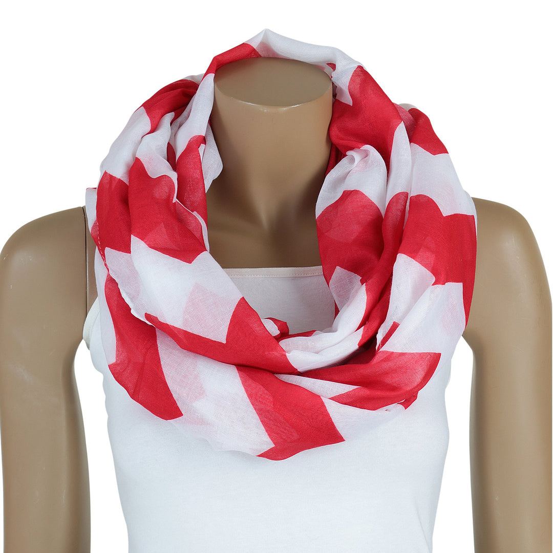 Delta Sigma Theta Inspired Red and White Oversized Chevron Infinity Scarf