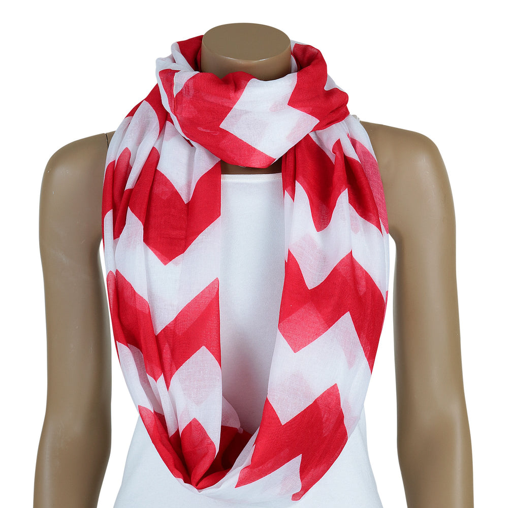 Delta Sigma Theta Inspired Red and White Oversized Chevron Infinity Scarf