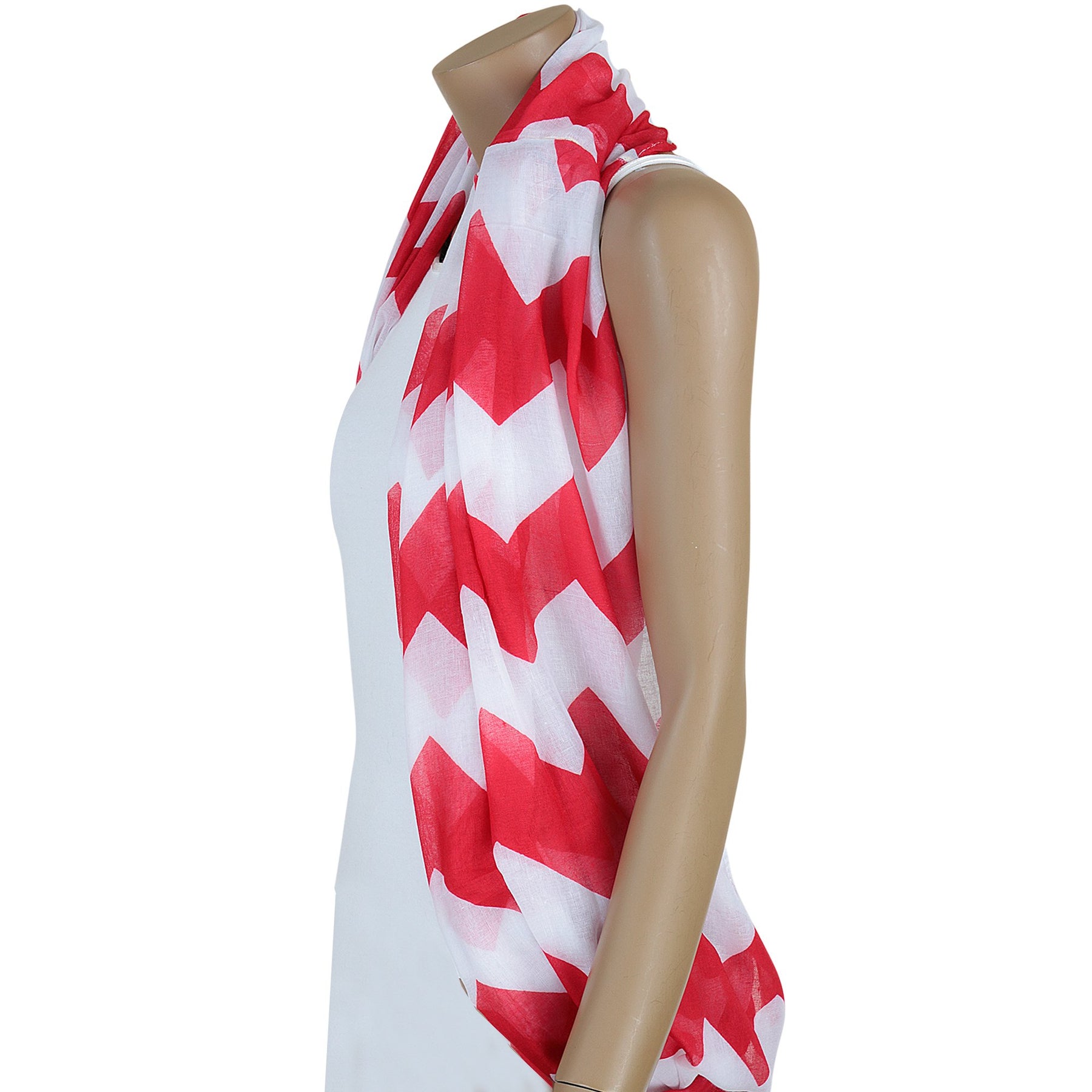3 of 3: Delta Sigma Theta Inspired Red and White Oversized Chevron Infinity Scarf