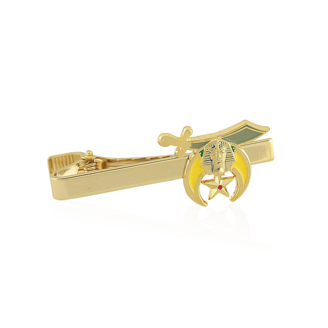 Shriner: Nobles of the Mystic Shrine (Scimitar, Crescent, and Star) Gold Toned Masonic/Freemasonry Tie Clip/Tie Bar