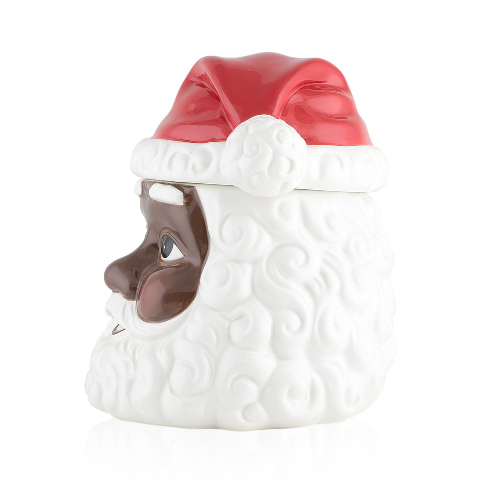 African American Santa Claus Christmas Cookie Jar by UniverSoul Gifts (Side)