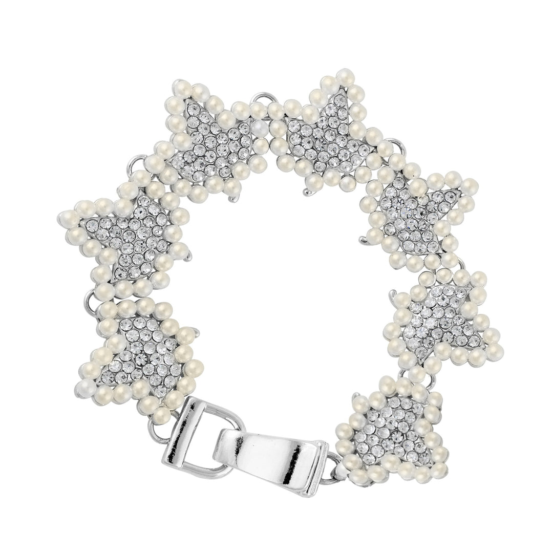 Alpha Kappa Alpha Inspired Sparkling Ivy Link Bracelet (Silver Tone)