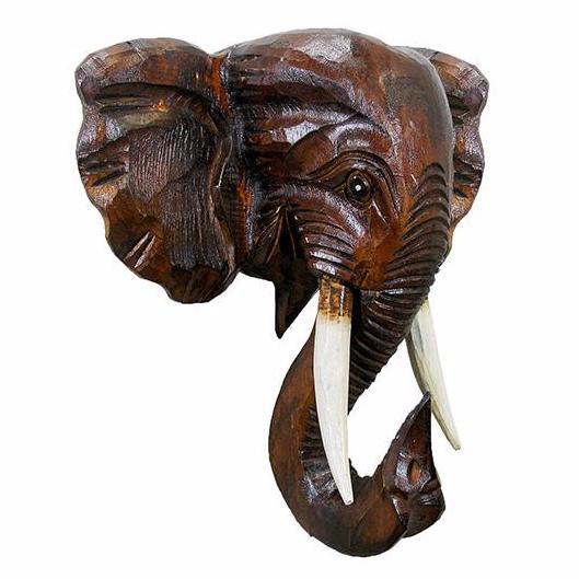 Hand Made Wooden Elephant Mask (Indonesia) by Stoneage Global Imports
