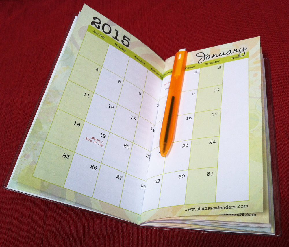 Interior of Checkbook Planner with Bookmark Pen