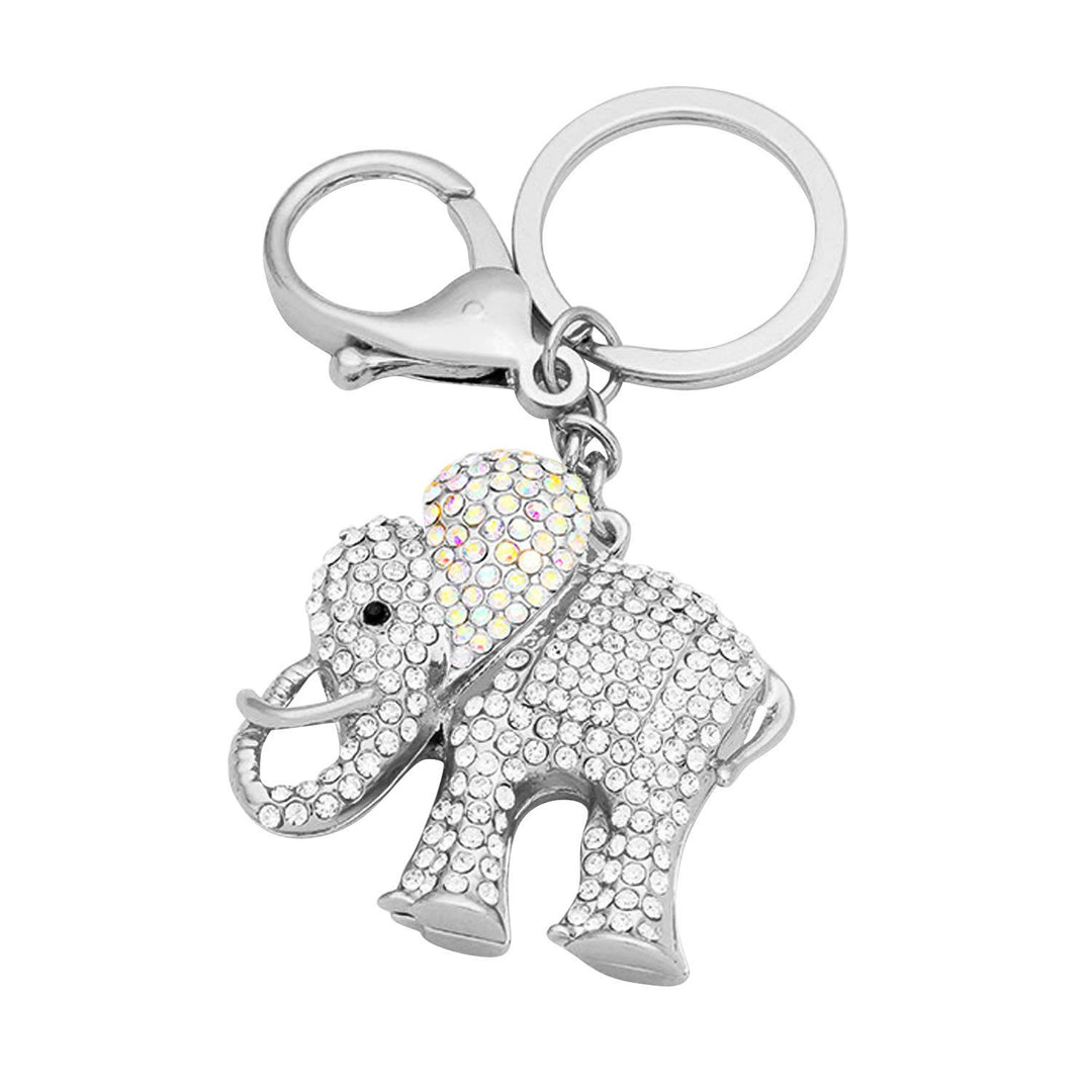Sparkling Pave Crystal Elephant Key Chain (Silver Tone) by Elephant Boutique