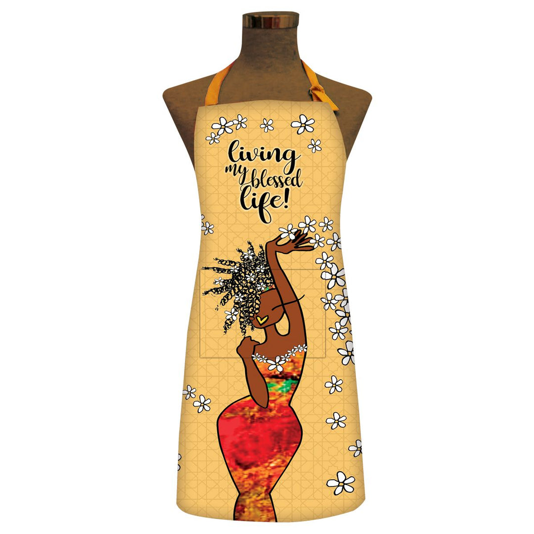 Living My Blessed Life Apron-Aprons-Kiwi McDowell-72x37 inches-100% Cotton-The Black Art Depot