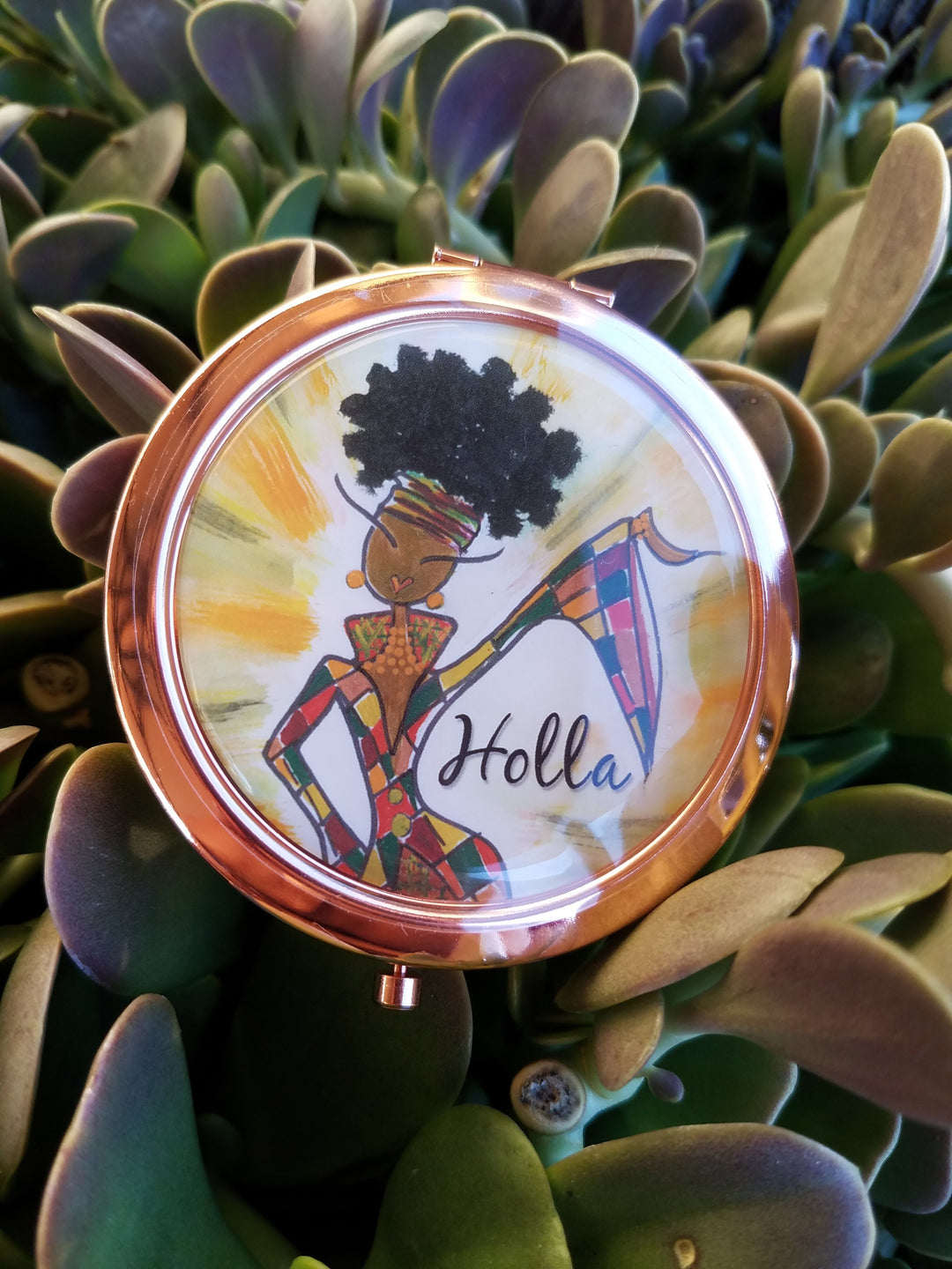 Holla: African American Pocket Mirror by Kiwi McDowell