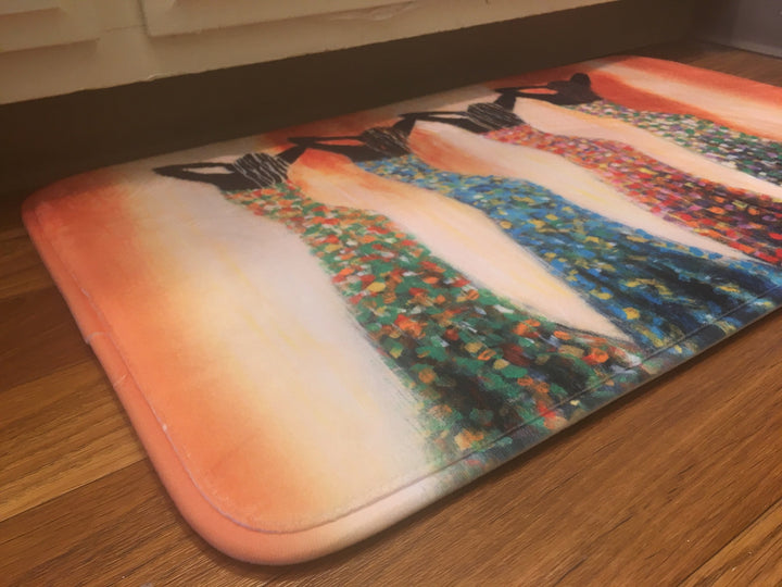 Dance of the Summer Solstice: African American Interior Memory Foam Floor Mat by Monica Stewart