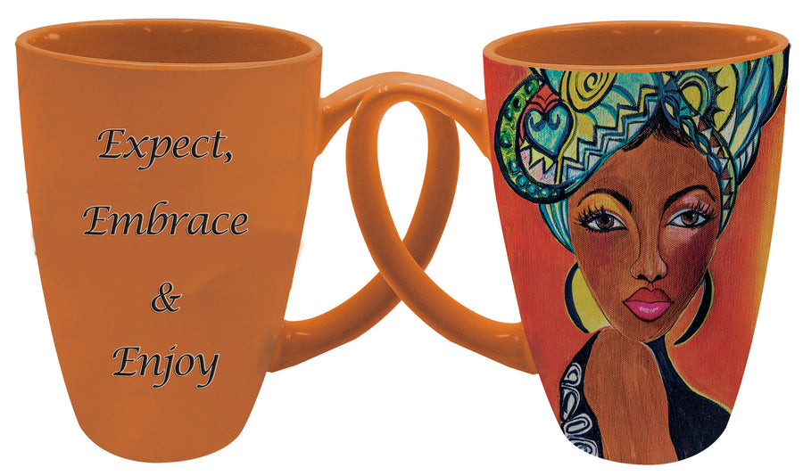Expect, Embrace, Enjoy Latte Mug by Sylvia "GBaby" Cohen
