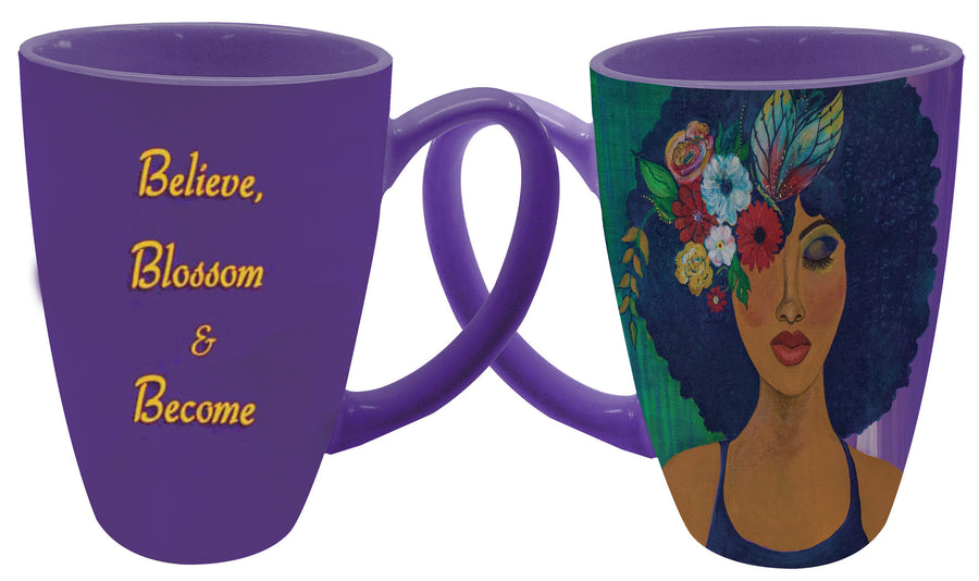 Believe Blossom and Become Latte Mug by Sylvia "GBaby" Cohen