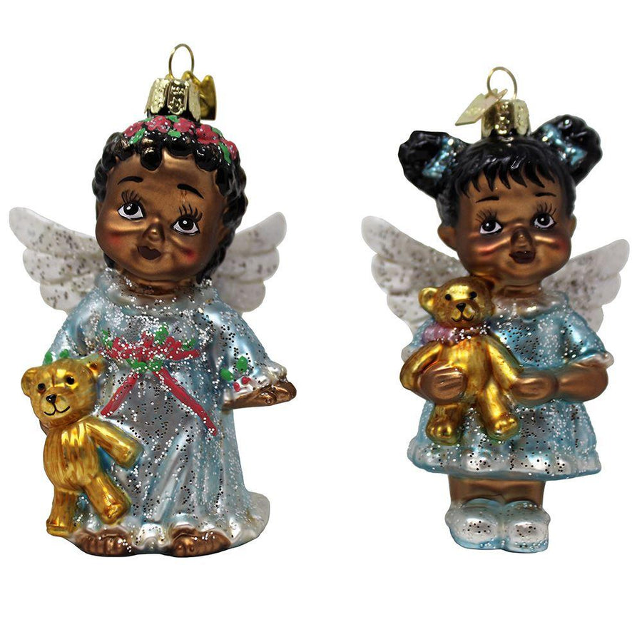 Baby Angels with Teddy Bears: African American Christmas Ornament (Noble Gems Collection)