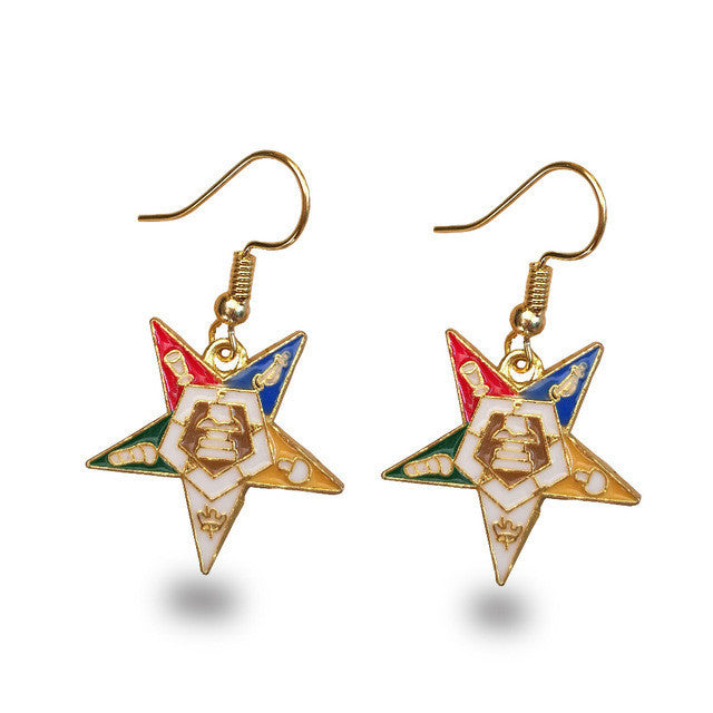 Order of the Eastern Star Gold Tone Drop/Dangle Earrings