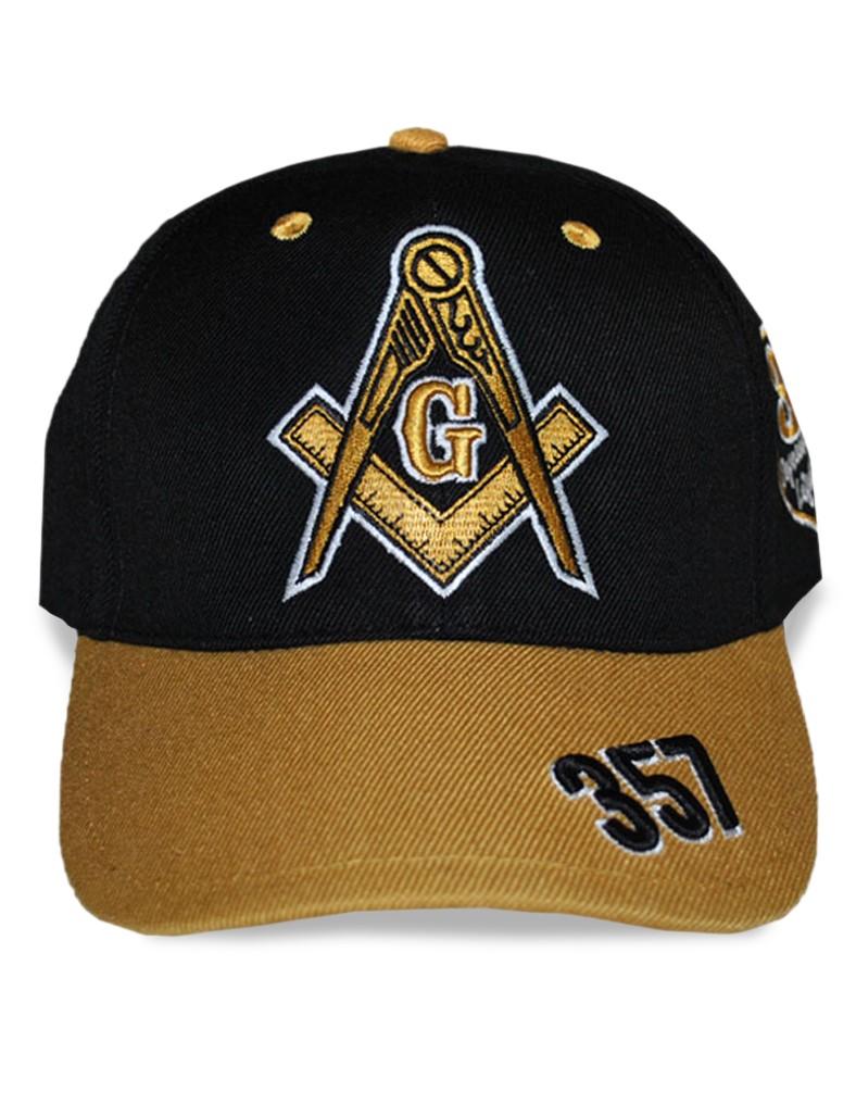 Freemasonry 357 Black and Gold Baseball Cap by Big Boy Headgear