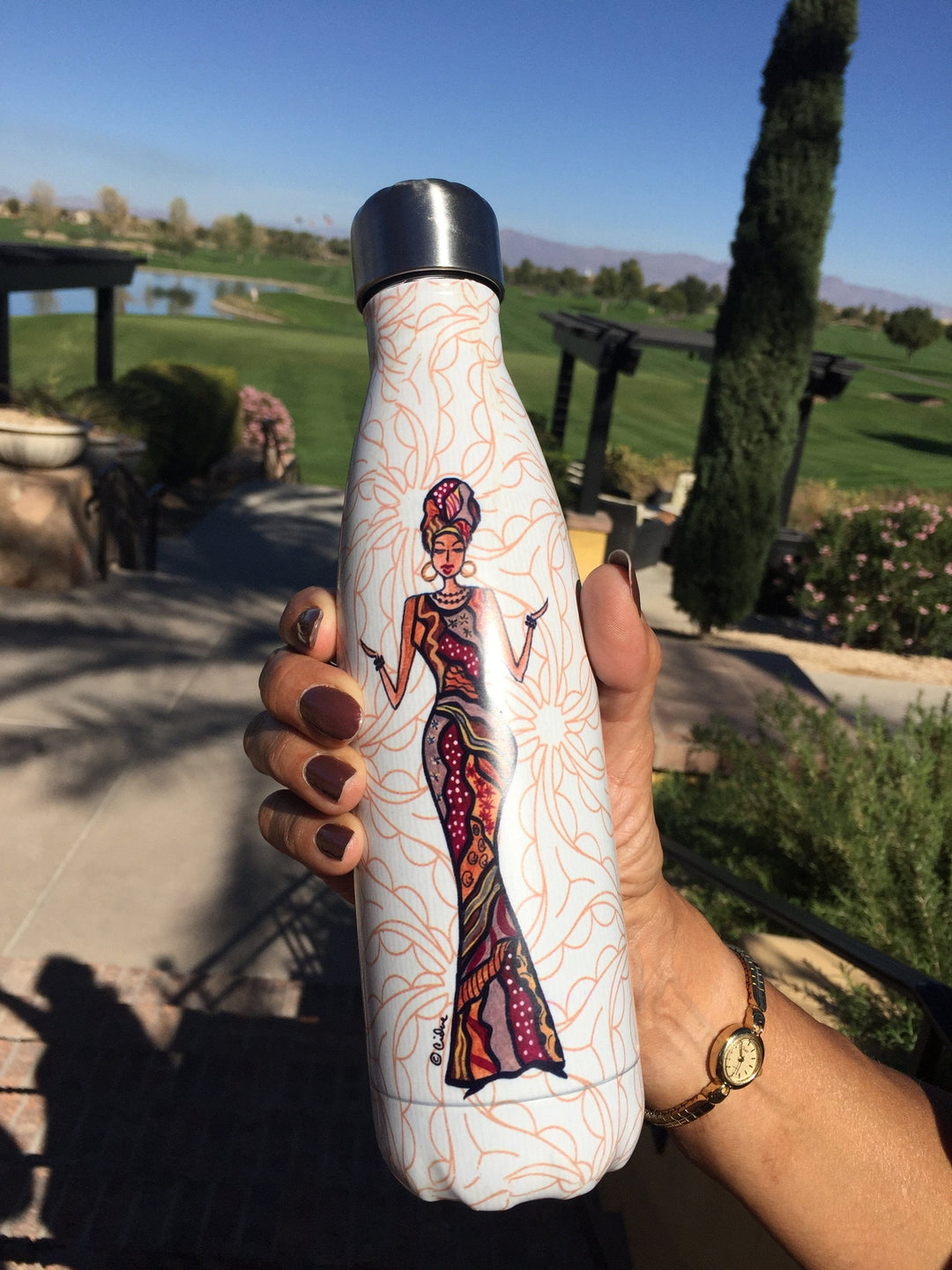 Beautifully Blessed: African American Stainless Steel Water Bottle by Cidne Wallace