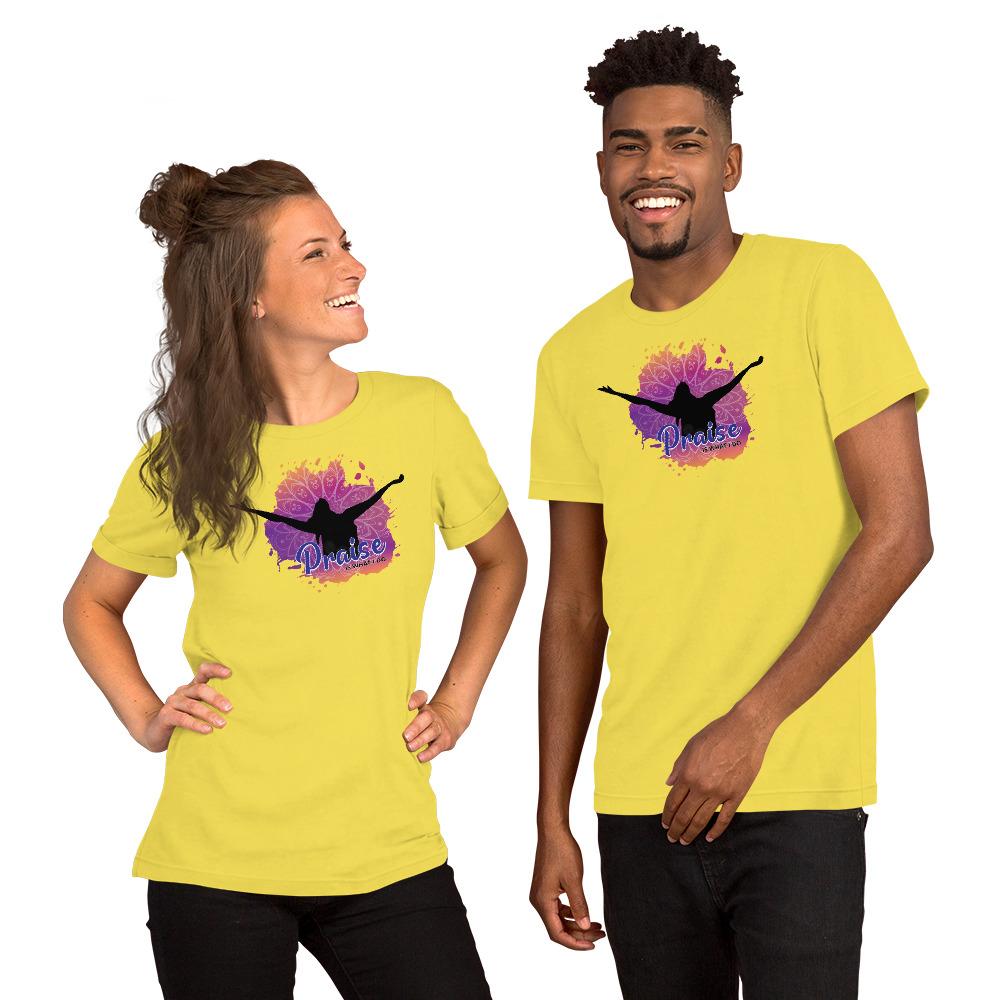 32 of 34: Praise is What I Do Short Sleeve Unisex T-Shirt-T-Shirt-Keepers of the Faith-Small-Yellow-The Black Art Depot