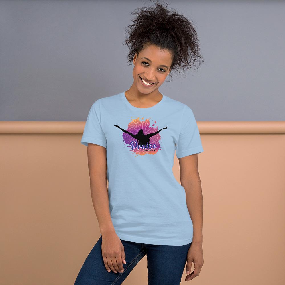 11 of 34: Praise is What I Do Short Sleeve Unisex T-Shirt-T-Shirt-Keepers of the Faith-Small-Light Blue-The Black Art Depot