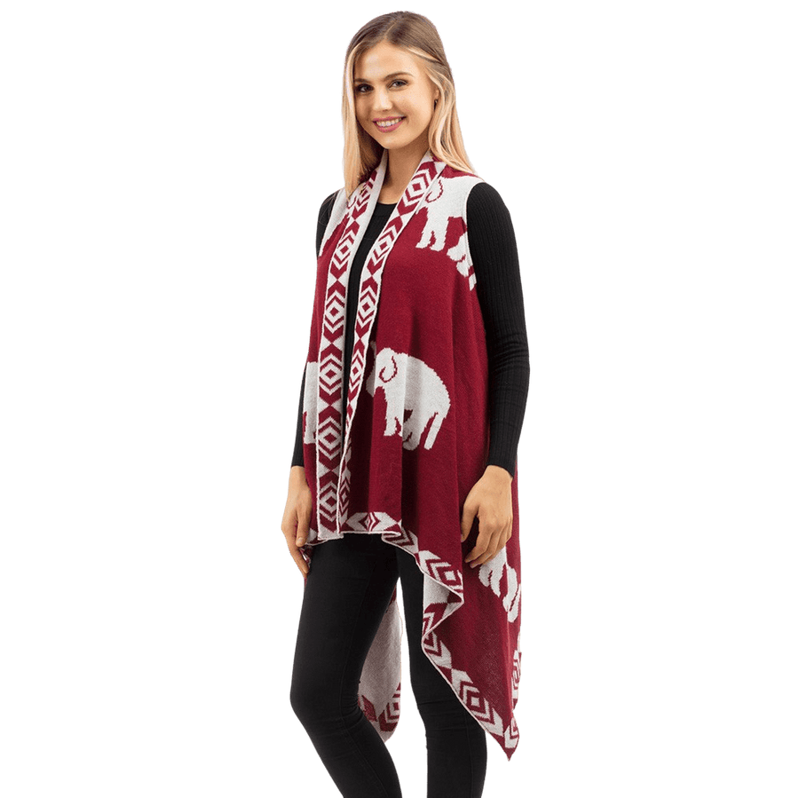 Reversible Crimson and White Elephant Vest by Elephant Boutique