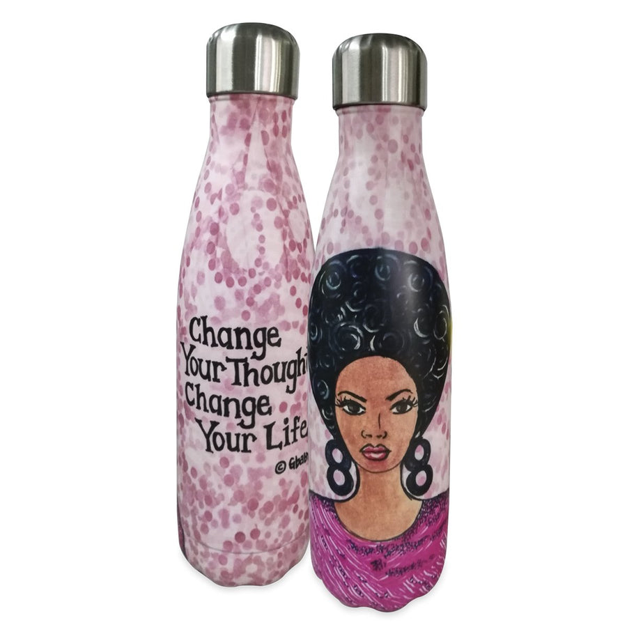 Change Your Thoughs: African American Stainless Steel Bottle by Gbaby