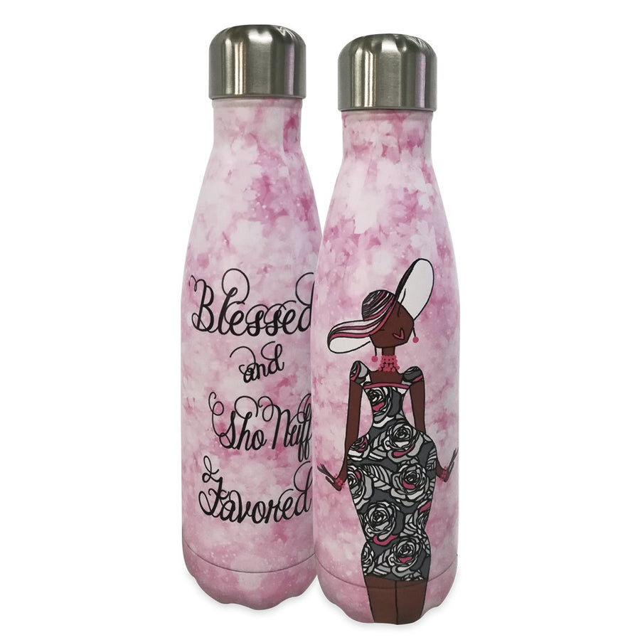 Blessed and Sho'Nuff Favored: African American Stainless Steel Bottle by Kiwi McDowell
