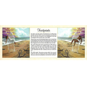Footprints by Lester Kern showing Jesus carrying figures on beach with poem text