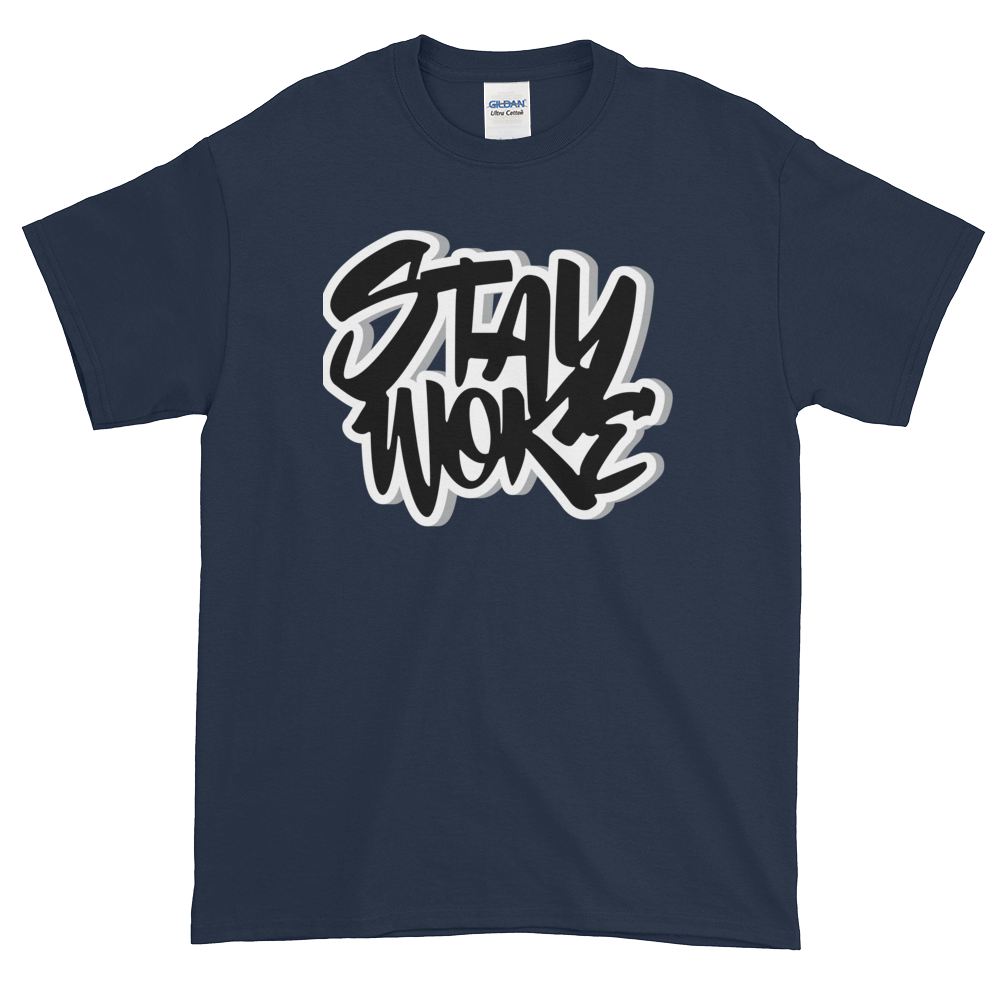 Stay Woke: African American Cultural T-Shirt by RBG Forever (Navy Blue)