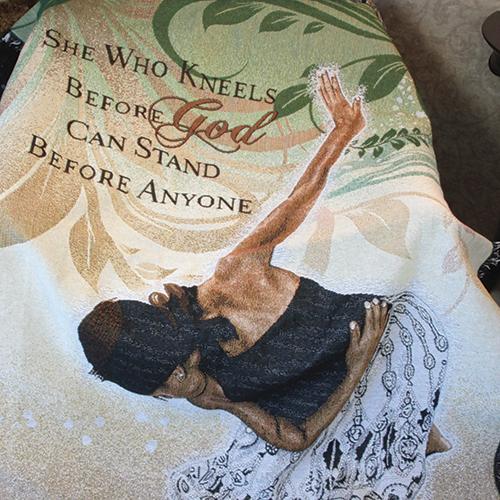 She Who Kneels: African American Tapestry Throw
