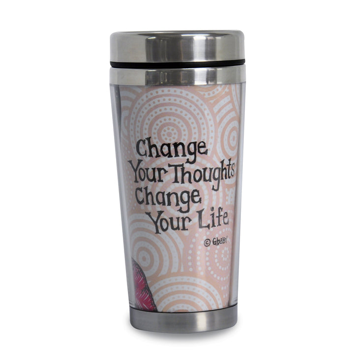 Change Your Thoughts Change Your Life: African American Travel Mug by GBaby (Back)