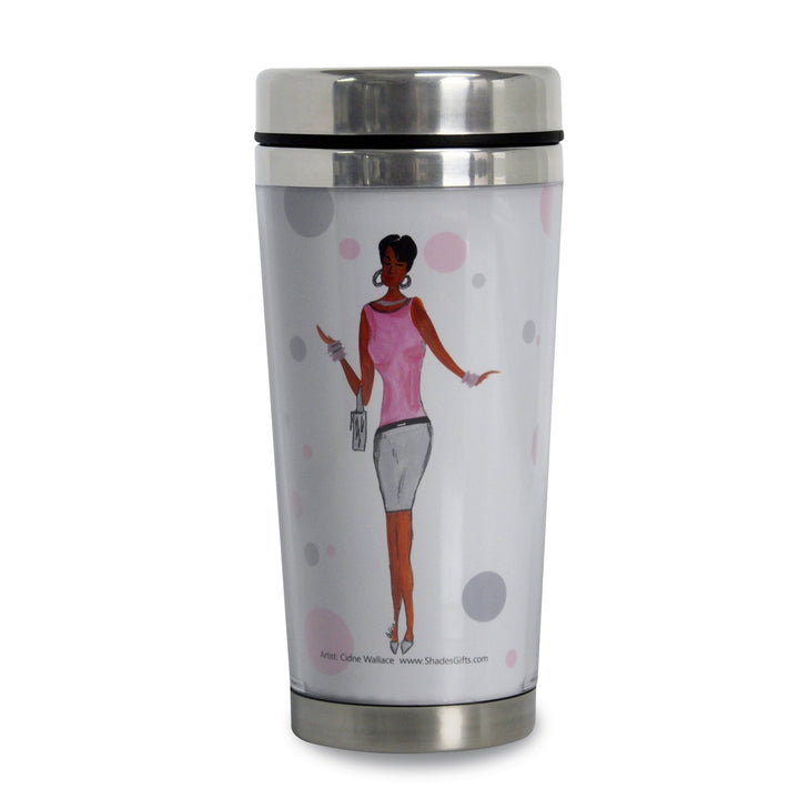 Dream It, Think It, Work It & Achieve It: African American Travel Mug by Cidne Wallace (Front)