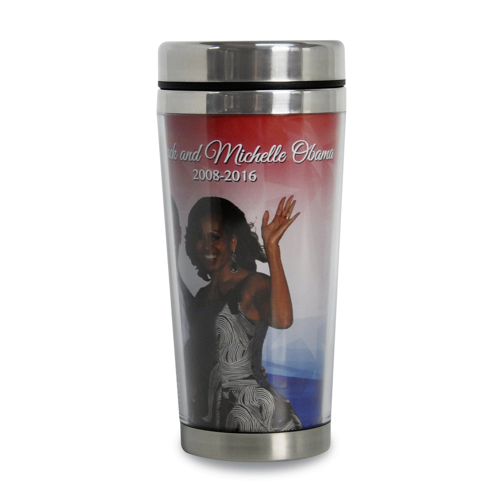 The Obamas: African American Travel Mug by Shades of Color (Back)