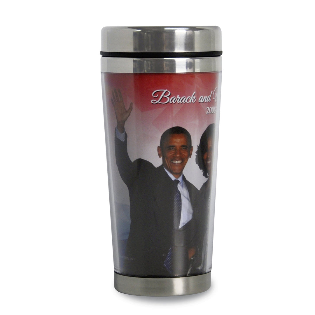 The Obamas: African American Travel Mug by Shades of Color (Front)