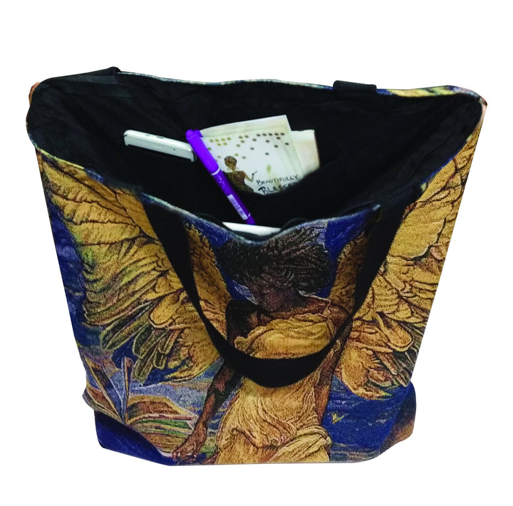 Angelic Guidance: African American Woven Tapestry Tote Bag by Buena Johnson