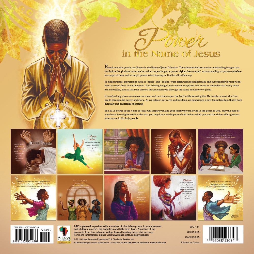 Power in the Name of Jesus: 2016 African American Calendar (Back)