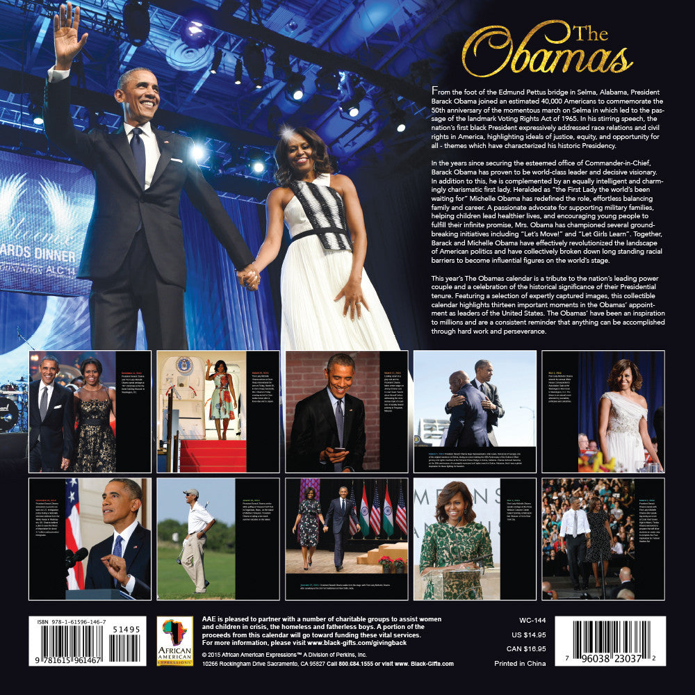 The Obamas: 2016 African American Calendar (Back)
