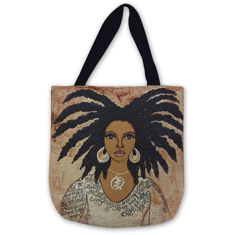 1 of 2: Nubian Queen: African American Woven Tapestry Tote Bag by GBaby