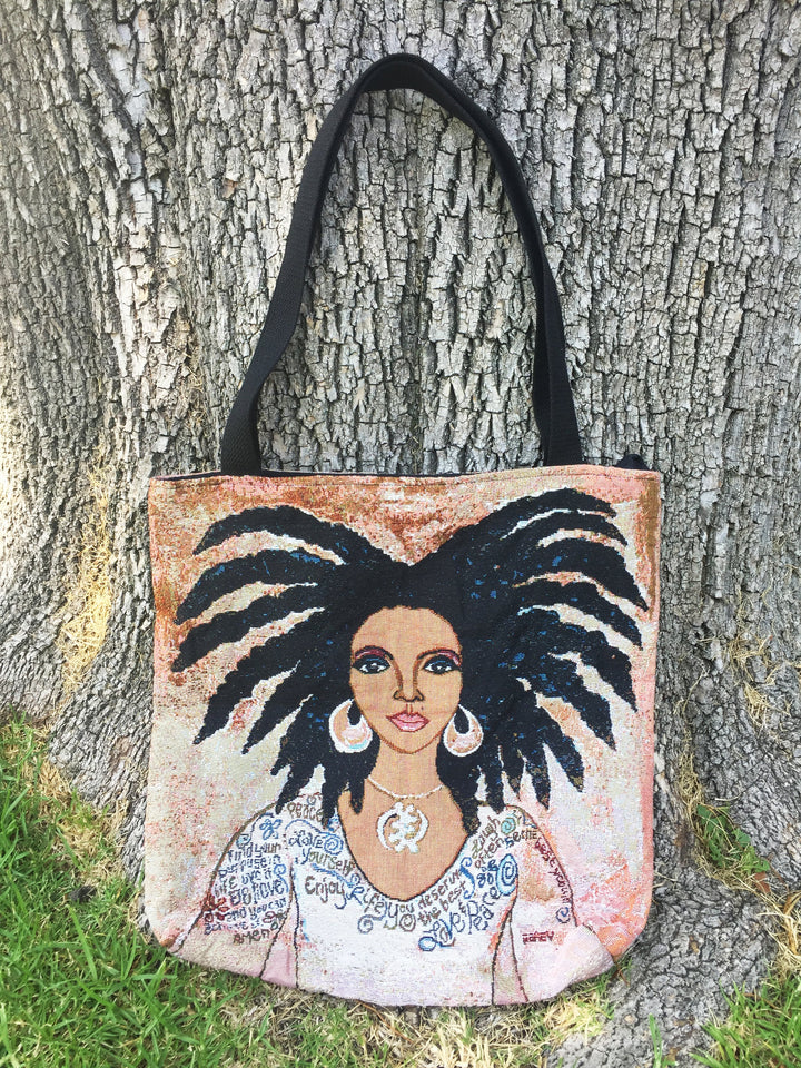 Nubian Queen: African American Woven Tapestry Tote Bag by GBaby