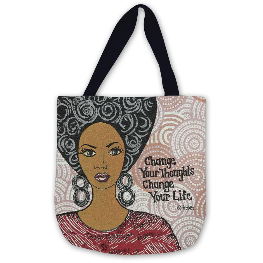 Change Your Thoughts: African American Woven Tapestry Tote Bag by GBaby