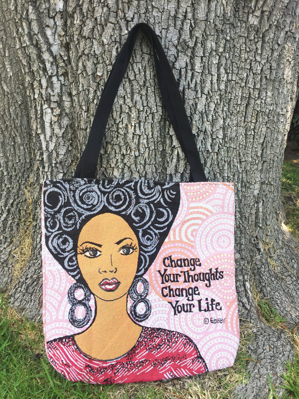 Change Your Thoughts: African American Woven Tapestry Tote Bag by GBaby