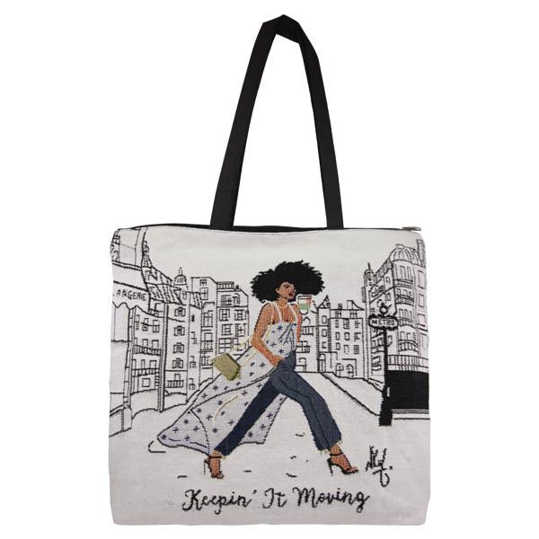 Keep It Moving Woven Tote Bag-Woven Tote Bag-Nicholle Kobi-17x17 inches-Polyester/Cotton-The Black Art Depot