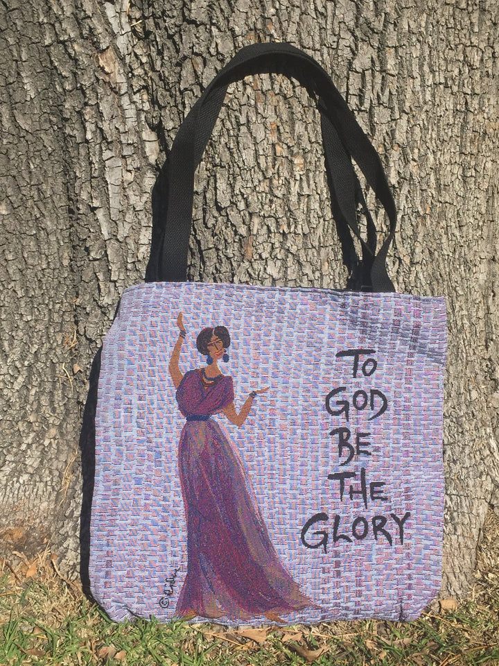 To God Be the Glory: African American Woven Tote Bag by Cidne Wallace