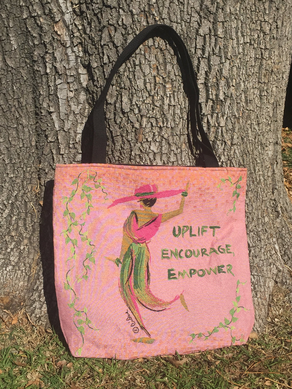 Uplift and Empower Woven Tote Bag-Woven Tote Bag-Cidne Wallace-17x17 inches-Cotton-The Black Art Depot