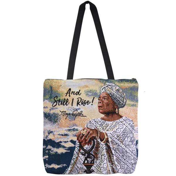 And Still I Rise (Maya Angelou) Woven Tote Bag-Woven Tote Bag-Keith Conner-17x17-Polyester/Cotton-The Black Art Depot