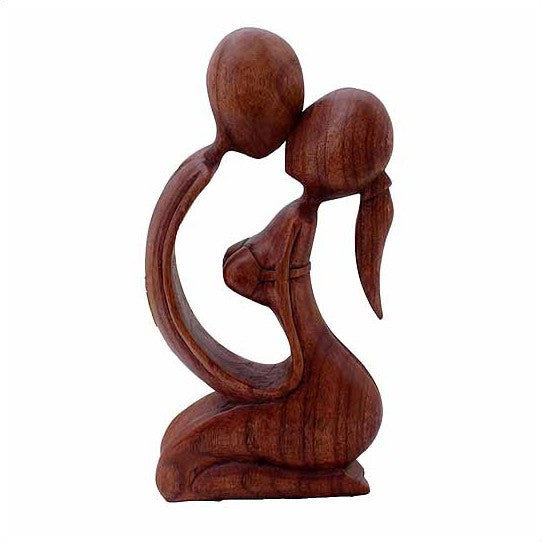 Hand Made Wooden Abstract Lovers Figurine (Made in Indonesia)