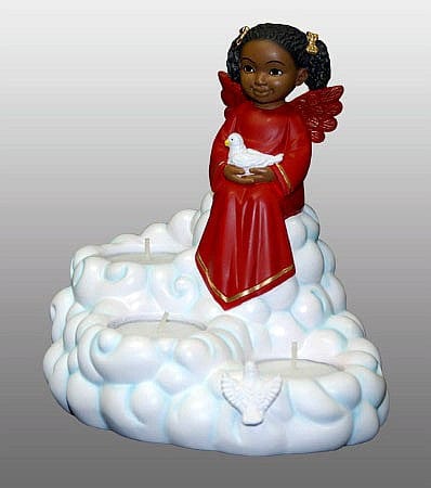 Cherub in Cloud Christmas Tea Light (Red)