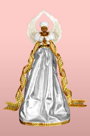 Serenity Angel: African American Christmas Tree Topper (Silver)