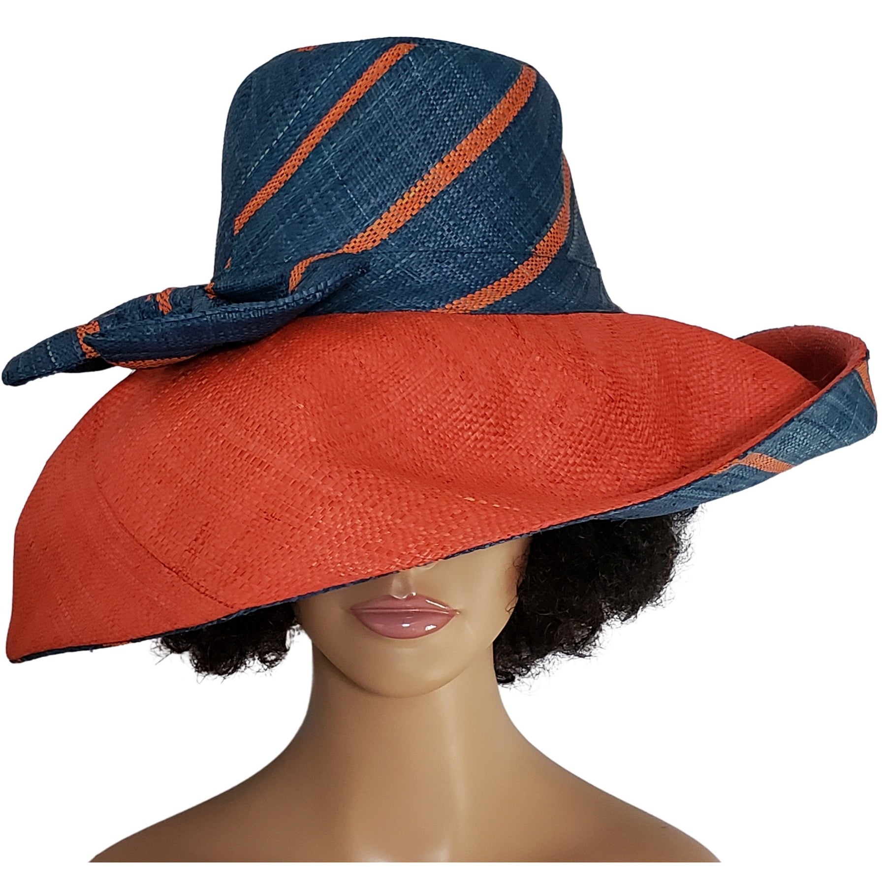 2 of 4: Adaeze: Hand Woven Multi-Color Madagascar Big Brim Raffia Sun Hat