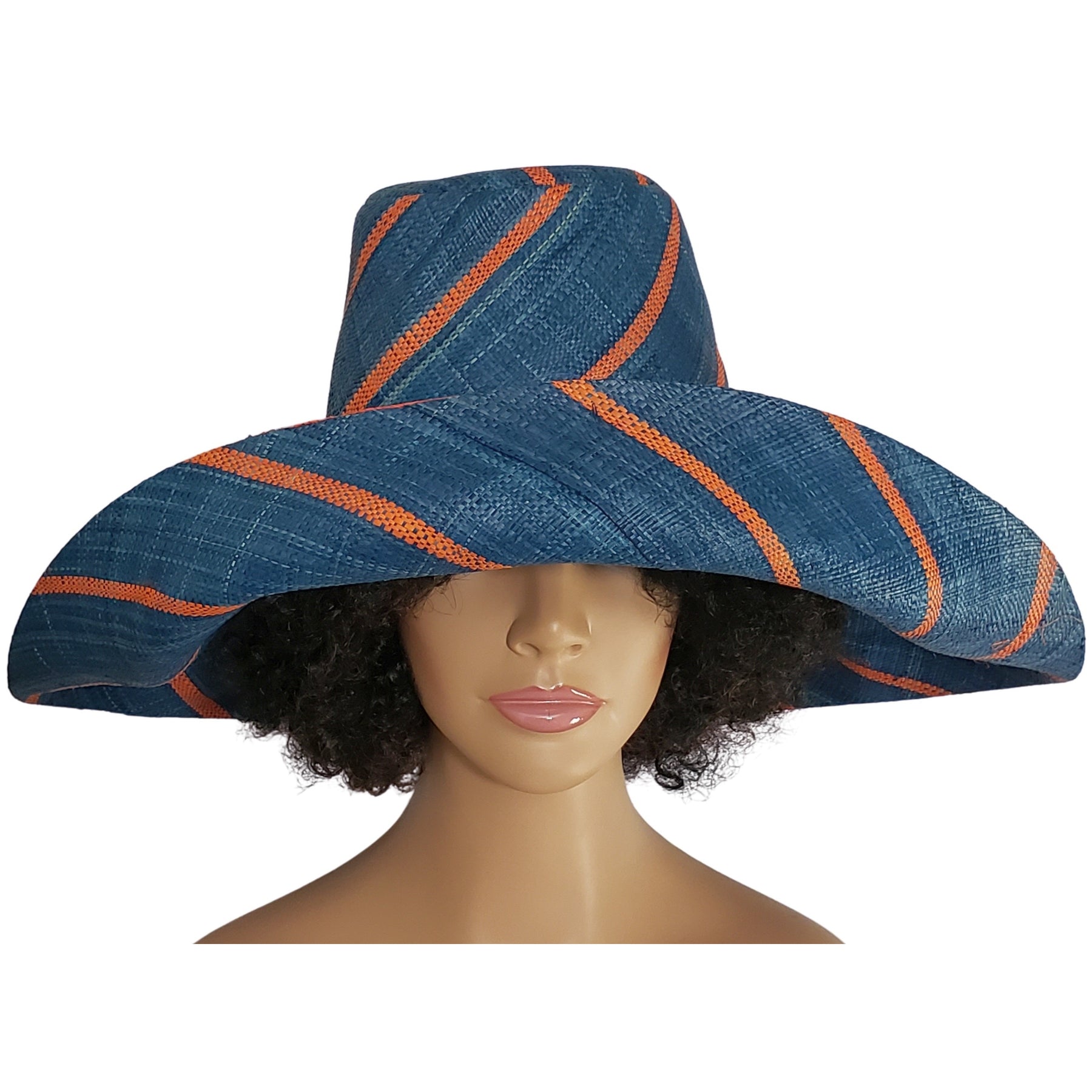 3 of 4: Adaeze: Hand Woven Multi-Color Madagascar Big Brim Raffia Sun Hat
