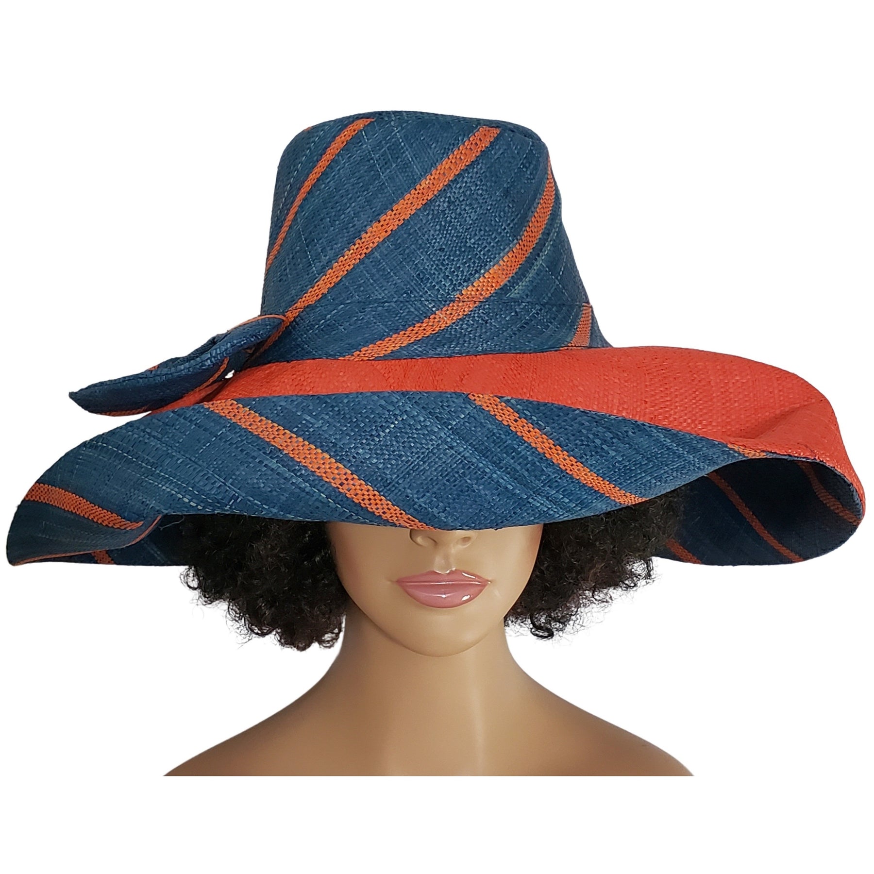 4 of 4: Adaeze: Hand Woven Multi-Color Madagascar Big Brim Raffia Sun Hat