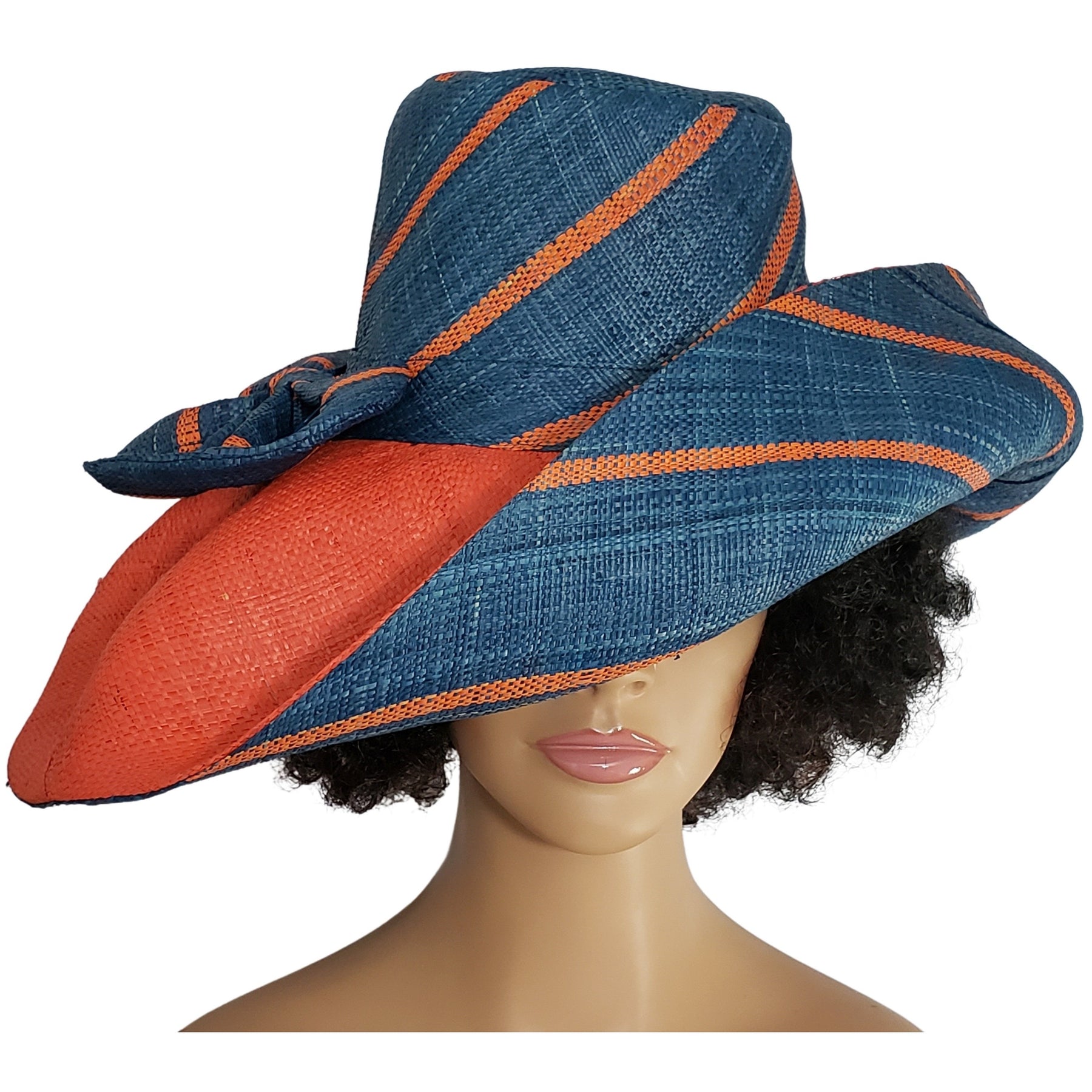 1 of 4: Adaeze: Hand Woven Multi-Color Madagascar Big Brim Raffia Sun Hat