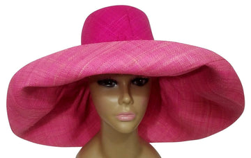 Wambui: Authentic Hand Woven Pink & Fuchsia Madagascar Big Brim Raffia Sun Hat